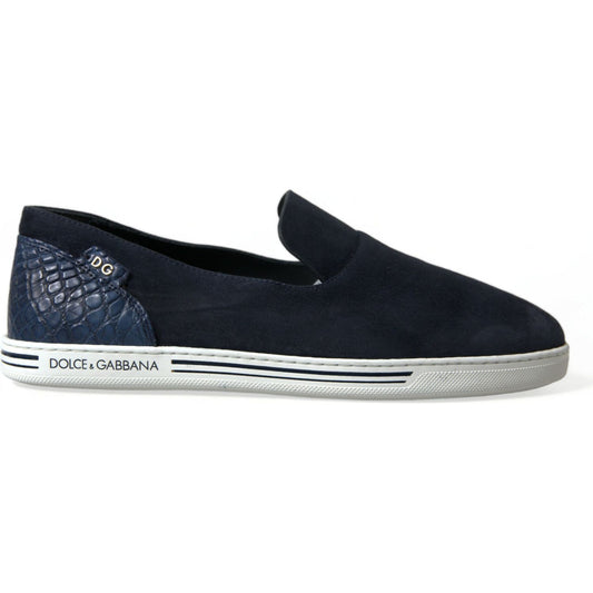 Dolce & Gabbana Blue Suede Caiman Loafers Saint Tropez Shoes Dolce & Gabbana