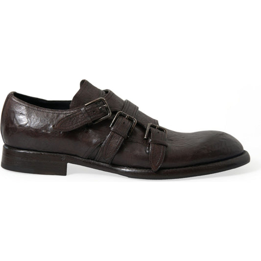 Dolce & Gabbana Brown Leather Strap Formal Dress Shoes Dolce & Gabbana