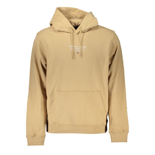 Tommy Hilfiger Beige Cotton Hooded Sweatshirt with Central Pocket Tommy Hilfiger