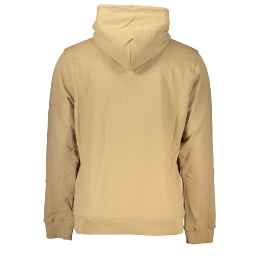 Tommy Hilfiger Beige Cotton Hooded Sweatshirt with Central Pocket Tommy Hilfiger