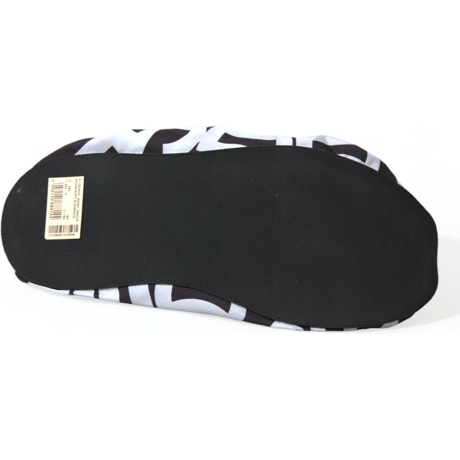 Dolce & Gabbana White Logo Print Nylon Slip On Flats Shoes