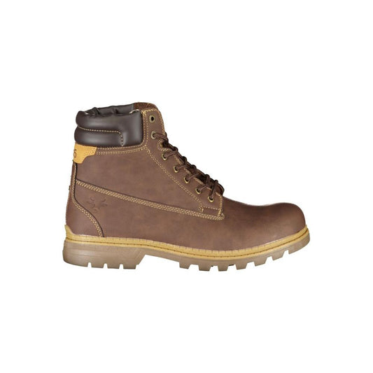 Carrera Elegant Brown Lace-Up Boots with Contrast Detail Carrera