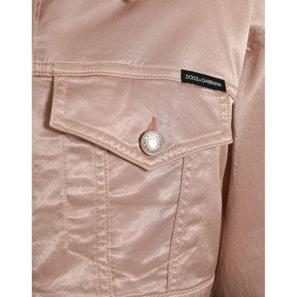 Dolce & Gabbana Pink Cotton Stretch Collared Cropped Jacket 1728,67345645728,Clothing,Coats - Jackets & Coats - Clothing,Dolce & Gabbana,IT40|S,Jackets & Coats - Clothing,Jackets & Coats - Women - Clothing,Material: 98% Cotton 2% Elastane,New with tags,Pi