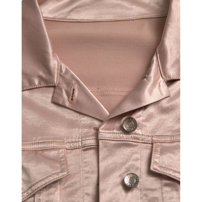 Dolce & Gabbana Pink Cotton Stretch Collared Cropped Jacket 1728,67345645728,Clothing,Coats - Jackets & Coats - Clothing,Dolce & Gabbana,IT40|S,Jackets & Coats - Clothing,Jackets & Coats - Women - Clothing,Material: 98% Cotton 2% Elastane,New with tags,Pi