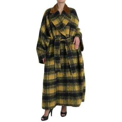 Dolce & Gabbana Yellow Checkered Long Sleeve Coat Jacket