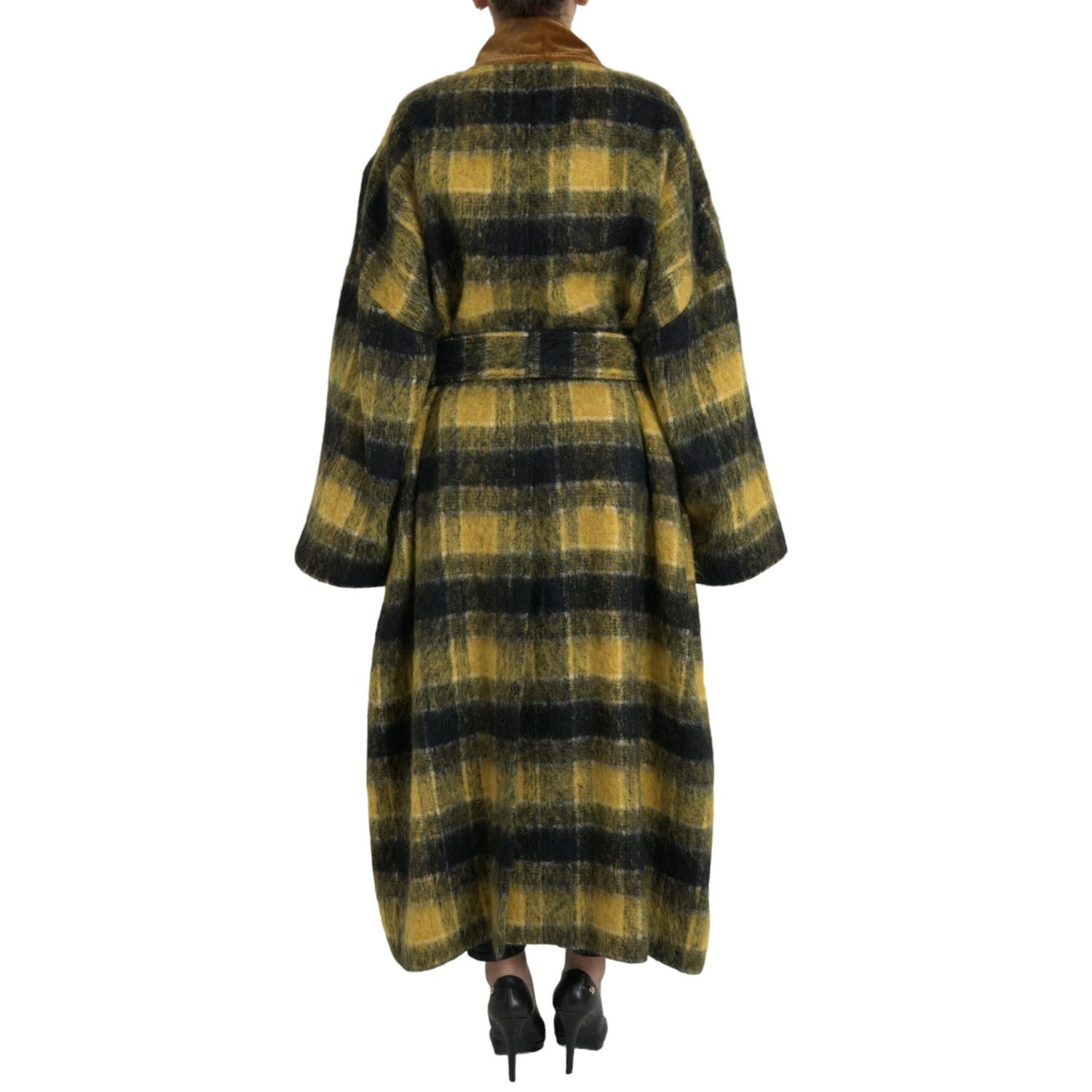 Dolce & Gabbana Yellow Checkered Long Sleeve Coat Jacket