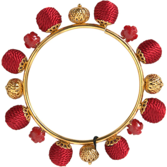 Dolce & Gabbana Gold Brass Red RUNWAY Sicilia Natale Roses Bracelet Dolce & Gabbana