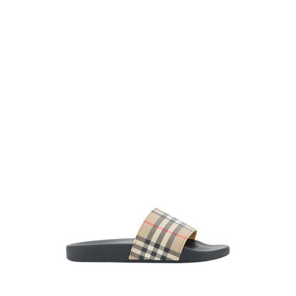 Burberry Brown Rubber Slides Sandals