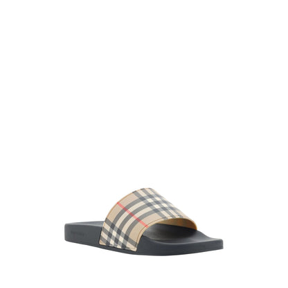 Burberry Brown Rubber Slides Sandals