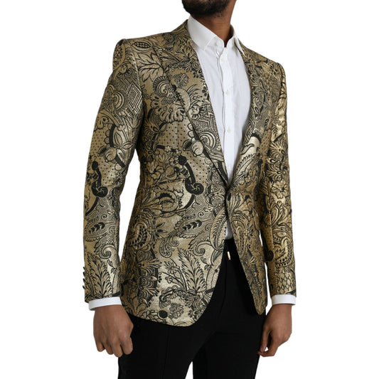 Dolce & Gabbana Gold SICILIA Jacquard Single Breasted Coat Blazer Dolce & Gabbana