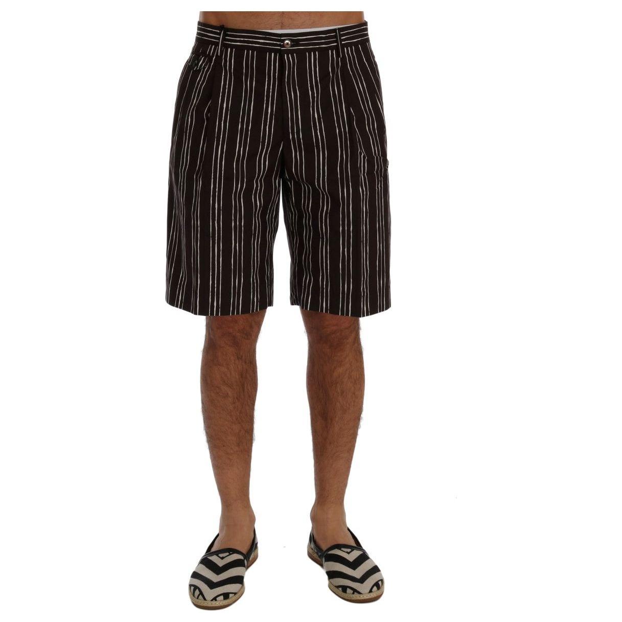 Dolce & Gabbana Bordeaux White Striped Hemp Casual Shorts