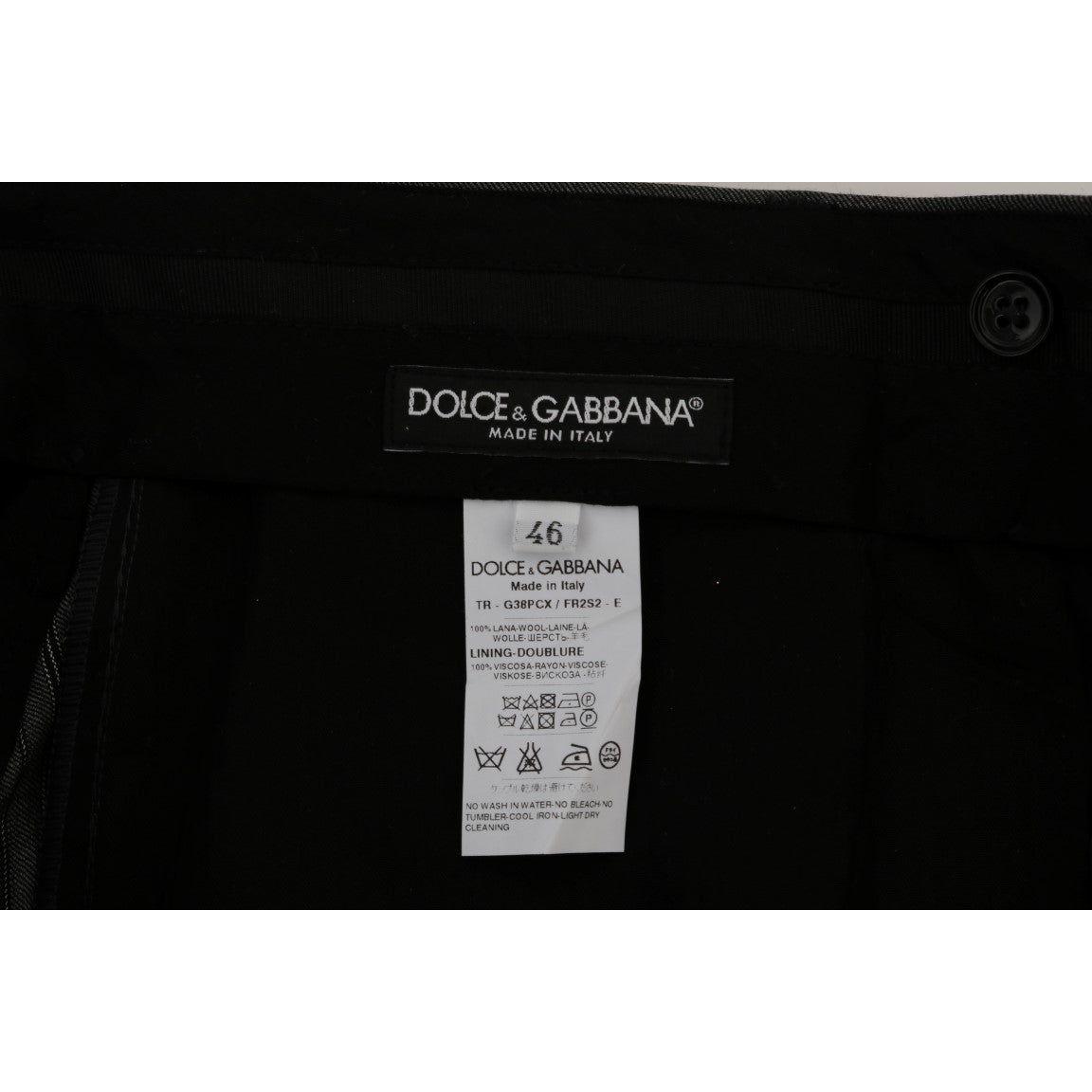 Dolce & Gabbana Gray Wool Striped Formal Pants