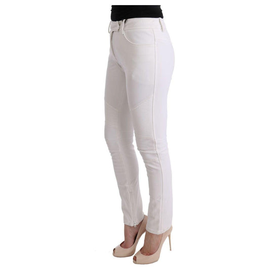 Ermanno Scervino Chic White Slim Fit Cotton Trousers Ermanno Scervino