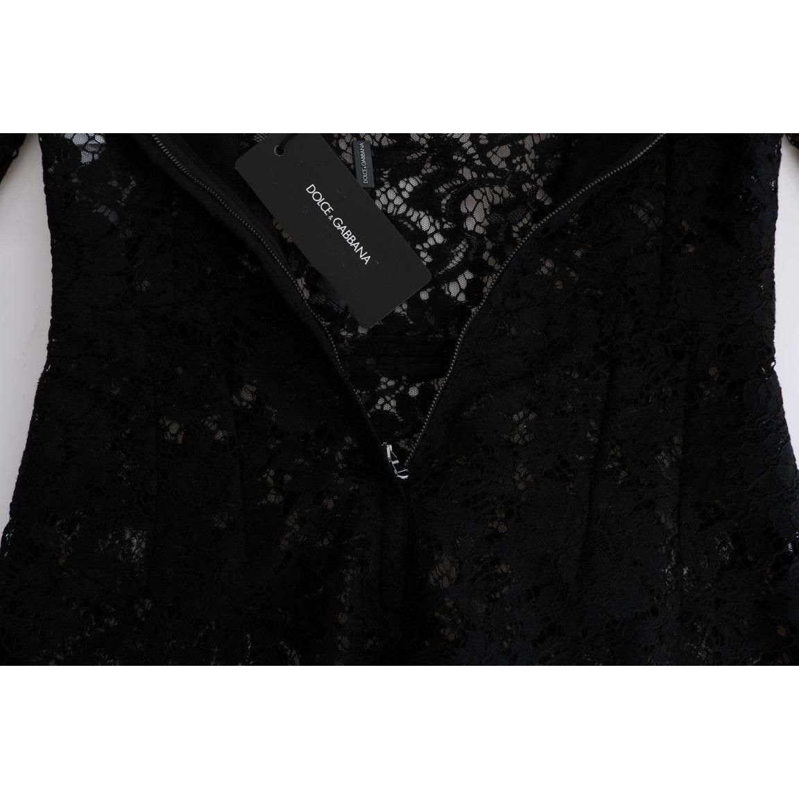 Dolce & Gabbana Black Floral Lace Chamomile Sicily Dress