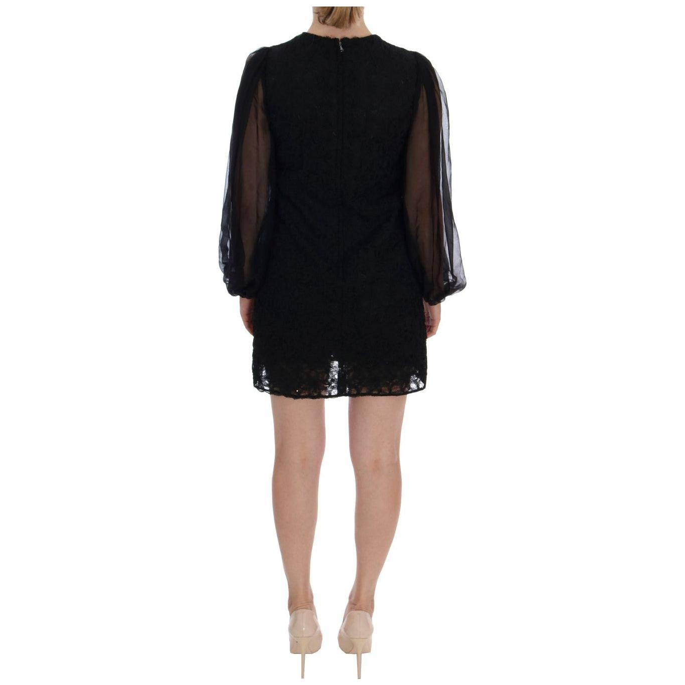 Dolce & Gabbana Black Lace Red Heart Shift Dress