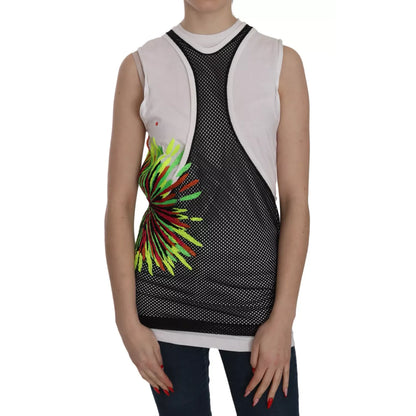 Dsquared² Black White Crew Neck Sleeveless Cotton Blouse