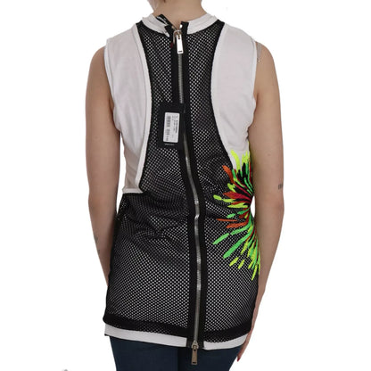 Dsquared² Black White Crew Neck Sleeveless Cotton Blouse