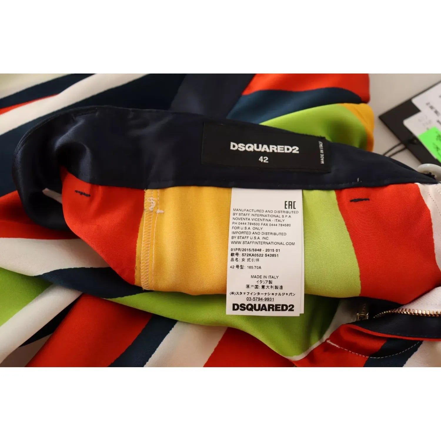بنطلون مستقيم متوسط ​​الخصر مخطط متعدد الألوان من Dsquared²