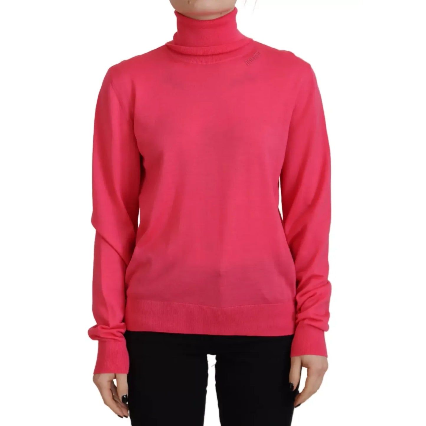 Dsquared² Pink Solid Long Sleeve Turtle Neck Casual Sweater