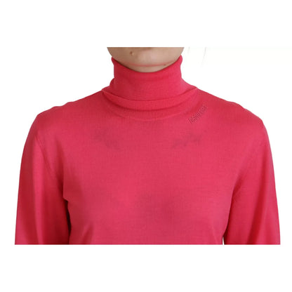 Dsquared² Pink Solid Long Sleeve Turtle Neck Casual Sweater
