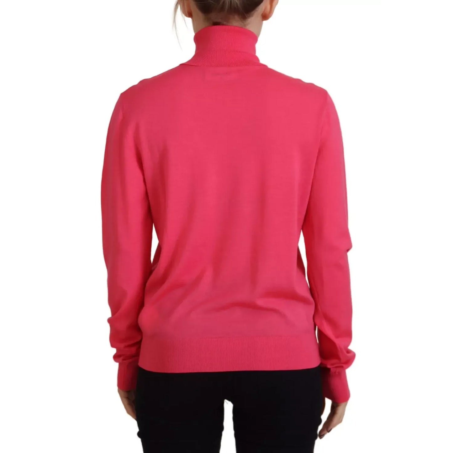 Dsquared² Pink Solid Long Sleeve Turtle Neck Casual Sweater