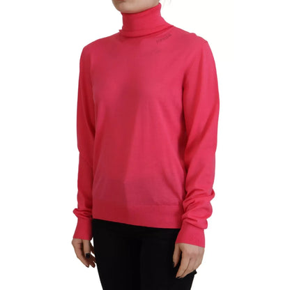 Dsquared² Pink Solid Long Sleeve Turtle Neck Casual Sweater