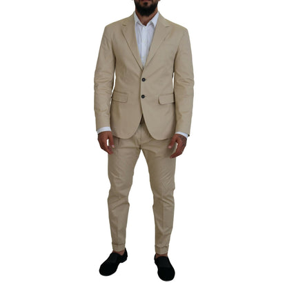 Dsquared² Beige Cotton Single Breasted 2 Piece CIPRO Suit 1728,67345645728,Beige,Clothing,Dsquared²,IT48 | M,Material: 97% Cotton 3% Elastane,Men,Preowned / Defect,Suits & Blazers - Clothing,Suits - Men - Clothing,Two-Piece Suits - Suits & Blazers - Cloth