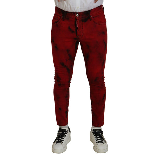 Dsquared² Red Cotton Tie Dye Skinny Casual Denim Jeans