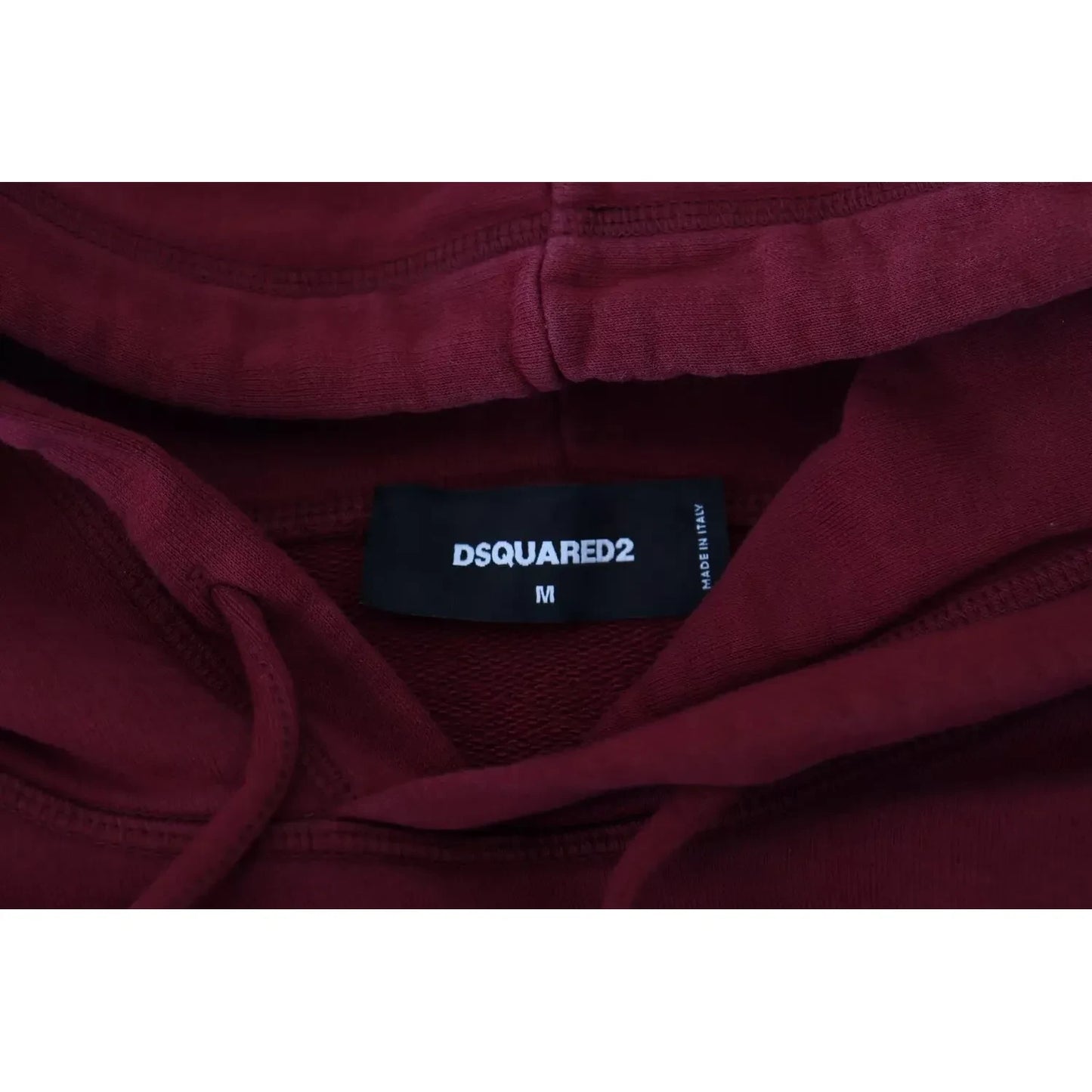 Dsquared² Maroon Cotton Tattered Hooded Printed Pullover Sweater1728,67345645728,Clothing,Dsquared²,Hoodies - Sweaters - Clothing,IT48 | M,Maroon,Material: 100% Cotton,Men,Preowned / Defect,Sweaters - Clothing,Sweaters - Men - Clothing
