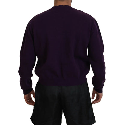 Dsquared² Purple Cotton Printed Men Pullover Sweater