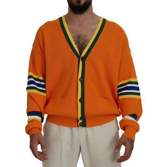 Dsquared² Orange Cotton Long Sleeves Men Cardigan Sweater