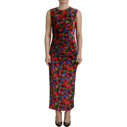 Dsquared² Multicolor Floral Bodycon Ruched Maxi Dress Dsquared²