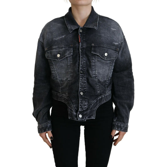 Dsquared² Gray Washed Cotton Cropped Denim Jacket1728,67345645728,Clothing,Denim Jackets - Jackets & Coats - Clothing,Dsquared²,Gray,IT38 | XS,Jackets & Coats - Clothing,Jackets & Coats - Women - Clothing,Material: Cotton 92%,Polyester 6%,Preowned / Defec