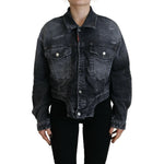 Dsquared² Gray Washed Cotton Cropped Denim Jacket Dsquared² Black