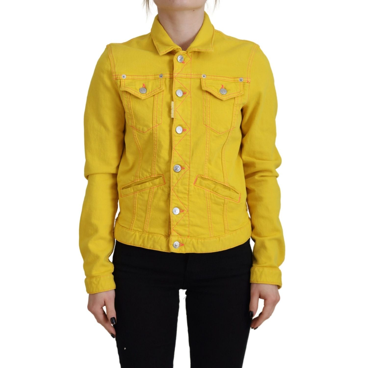 Dsquared² Yellow Collared Long Sleeves Denim Jacket