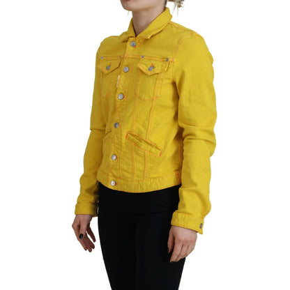 Dsquared² Yellow Collared Long Sleeves Denim Jacket 1728,67345645728,Clothing,Denim Jackets - Jackets & Coats - Clothing,Dsquared²,IT38 | XS,Jackets & Coats - Clothing,Jackets & Coats - Women - Clothing,Material: Cotton 98%,Preowned / Defect,Spandex/Elast