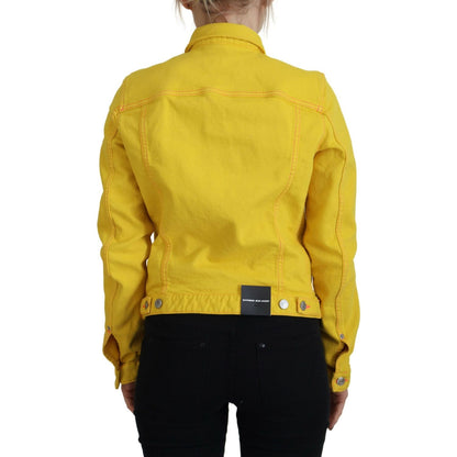 Dsquared² Yellow Collared Long Sleeves Denim Jacket 1728,67345645728,Clothing,Denim Jackets - Jackets & Coats - Clothing,Dsquared²,IT38 | XS,Jackets & Coats - Clothing,Jackets & Coats - Women - Clothing,Material: Cotton 98%,Preowned / Defect,Spandex/Elast