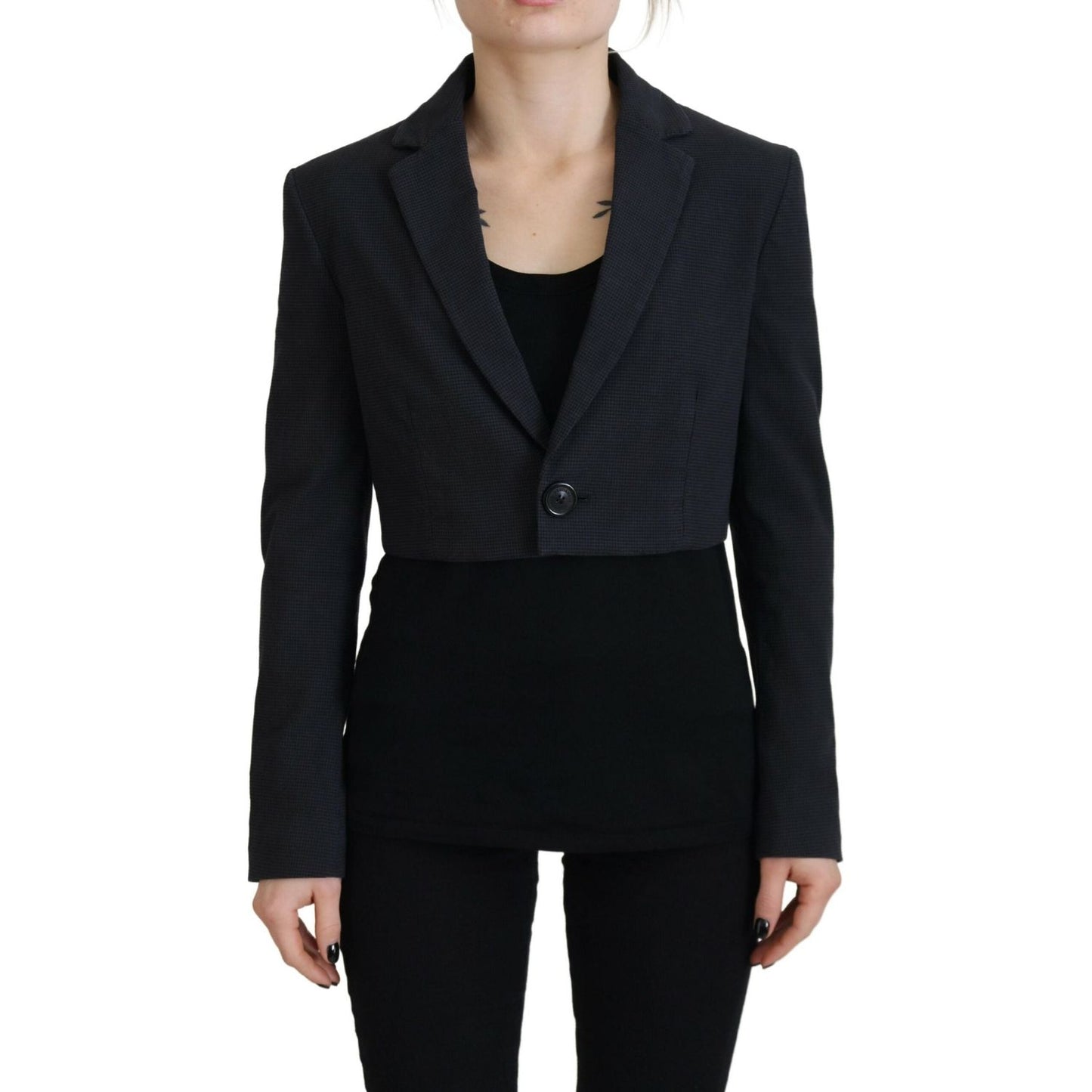 Dsquared² Black Cotton Cropped Button Blazer Jacket Dsquared²