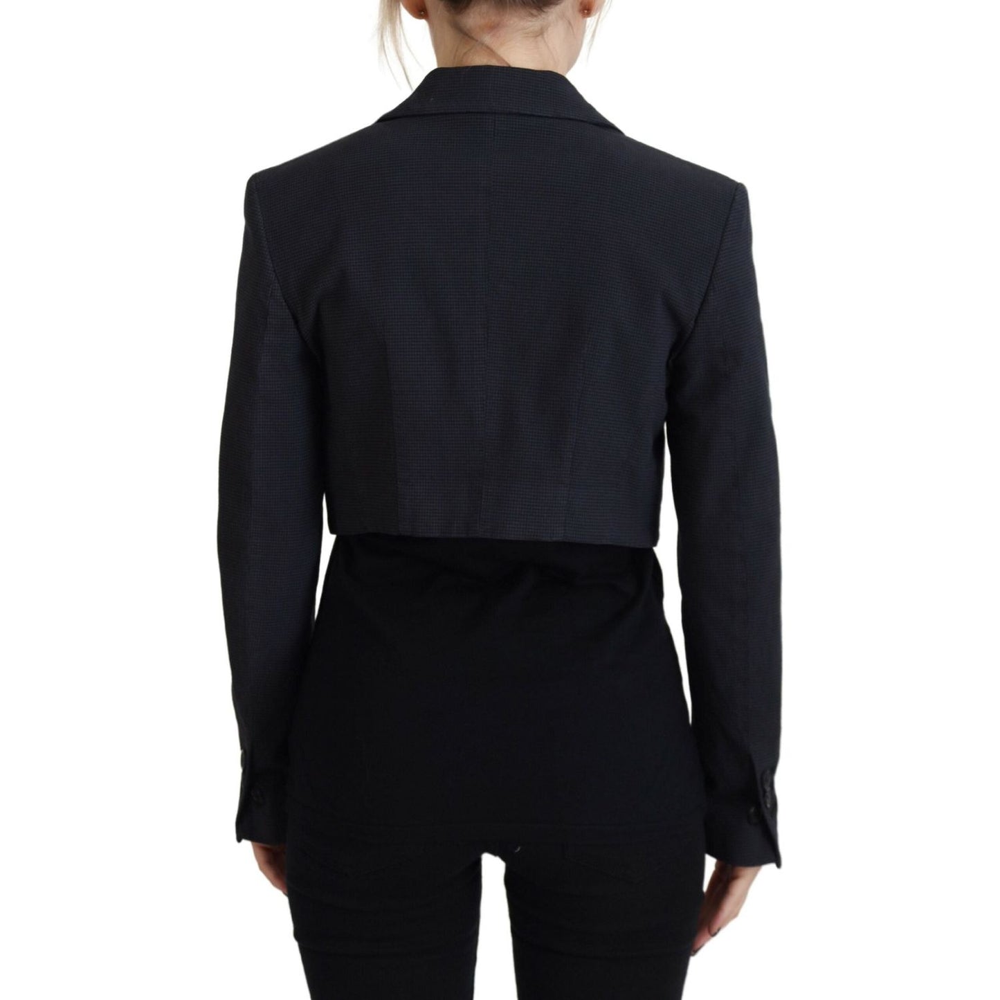 Dsquared² Black Cotton Cropped Button Blazer Jacket Dsquared²