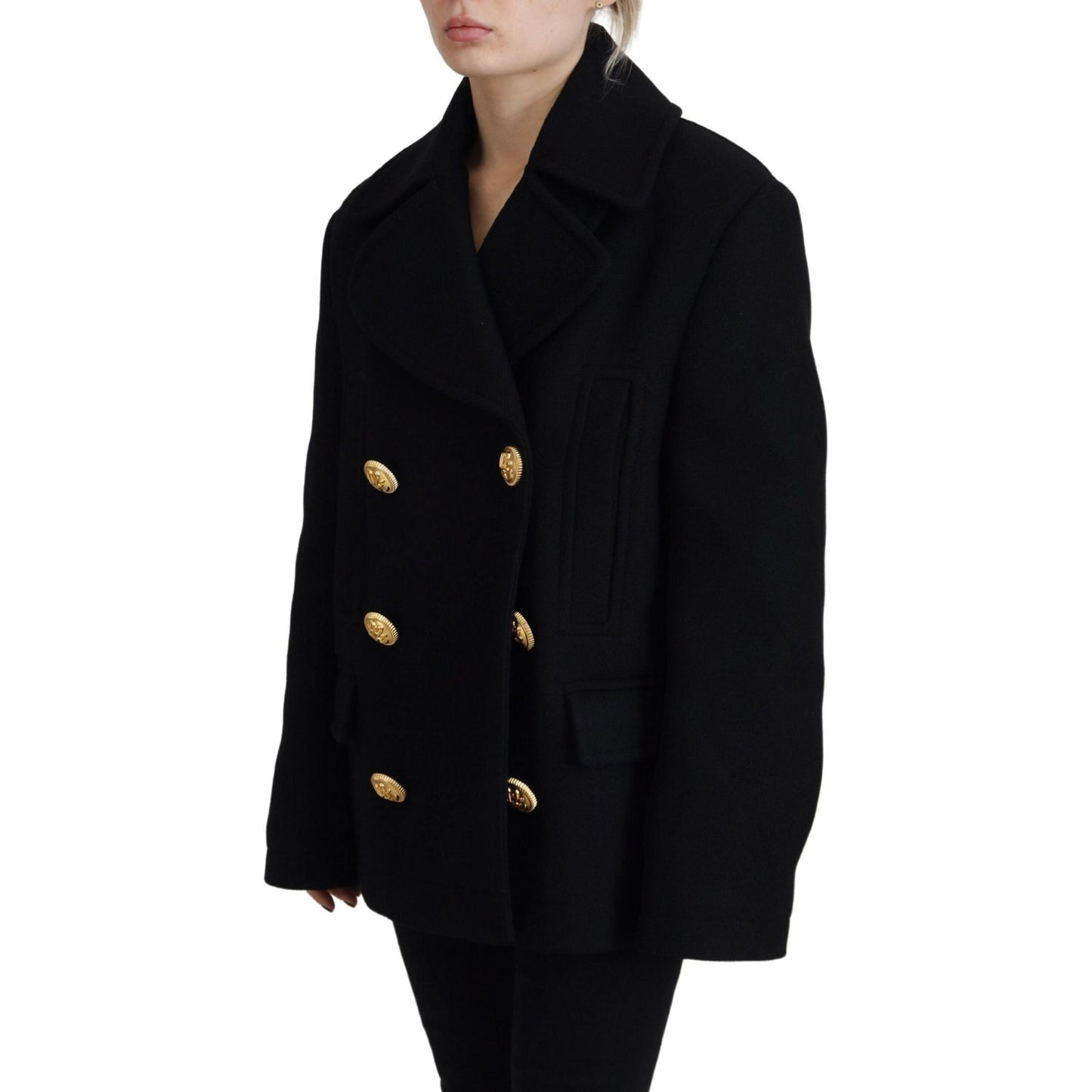 Dsquared² Black Double Breasted Coat Blazer Jacket Dsquared²