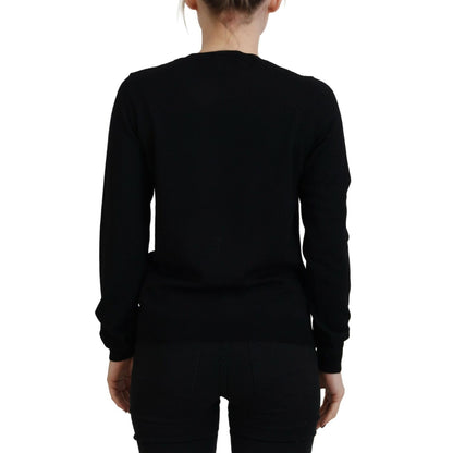 Dsquared² Black Virgin Wool Logo Print Long Sleeves Sweater