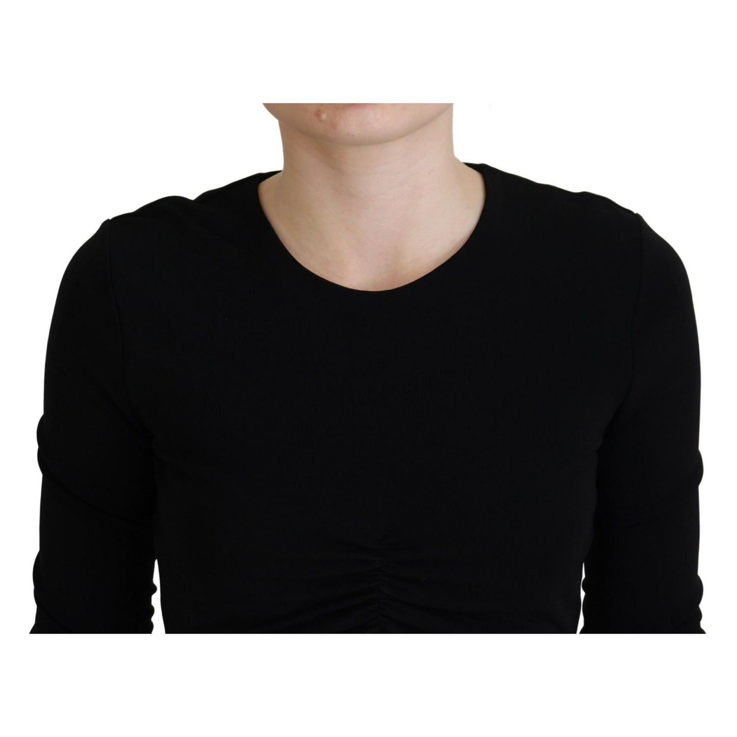 Dsquared² Black Viscose Cropped Round Neck Long Sleeves Top