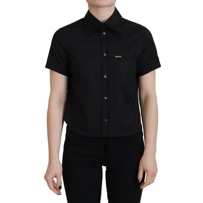 Dsquared² Black Collared Button Down Short Sleeves Polo Top