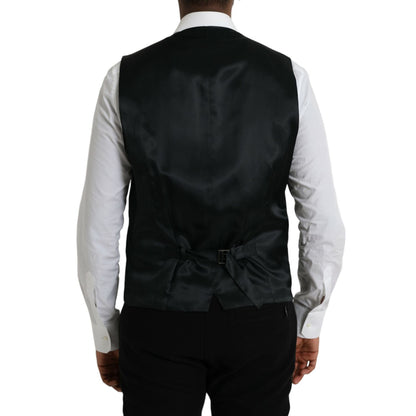 Dolce & Gabbana Black Wool Waistcoat Dress Formal Vest Dolce & Gabbana
