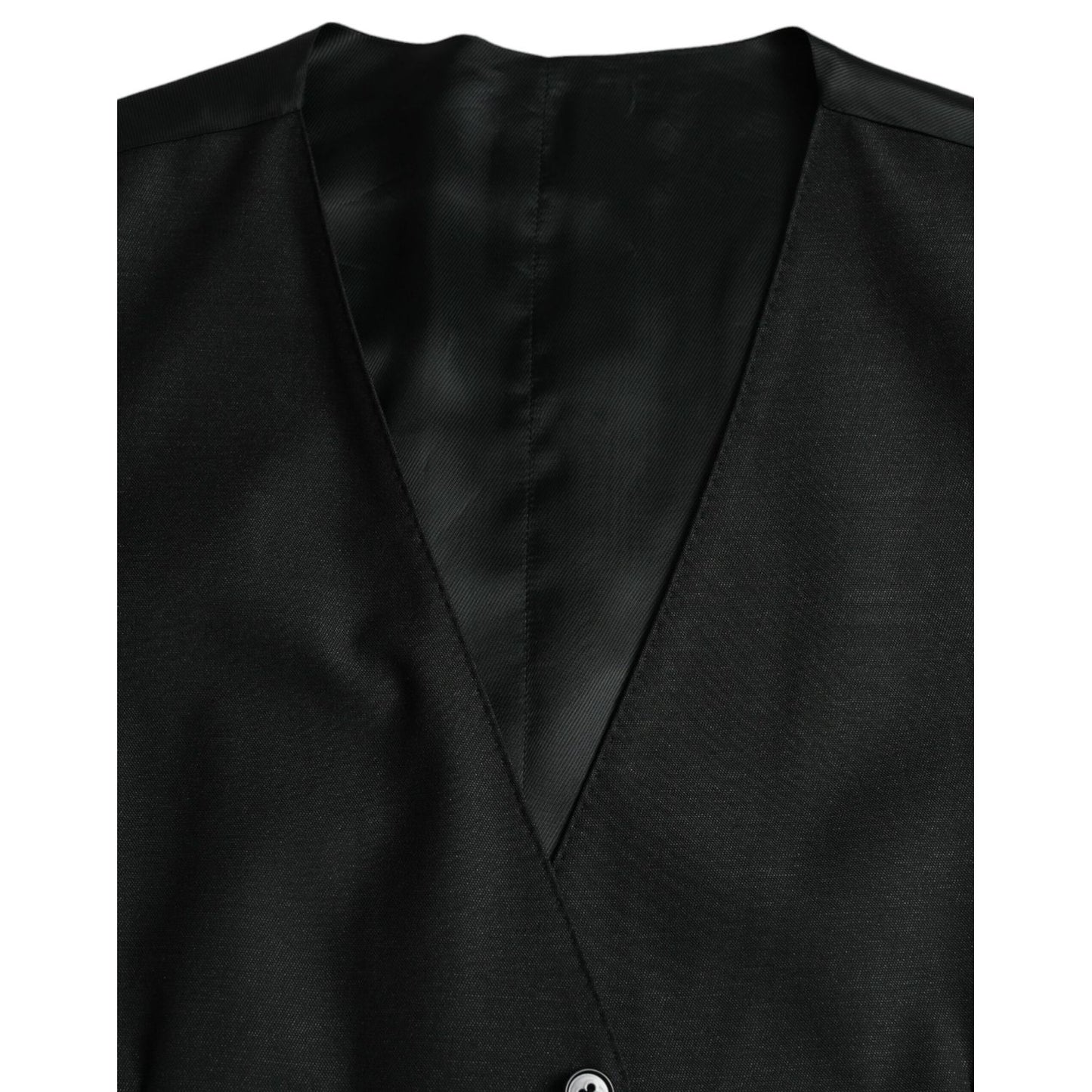 Dolce & Gabbana Black Wool Waistcoat Dress Formal Vest Dolce & Gabbana