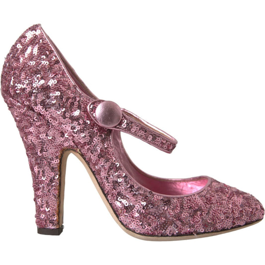 Dolce & Gabbana Pink Sequin Mary Jane Pumps High Heels Shoes Dolce & Gabbana