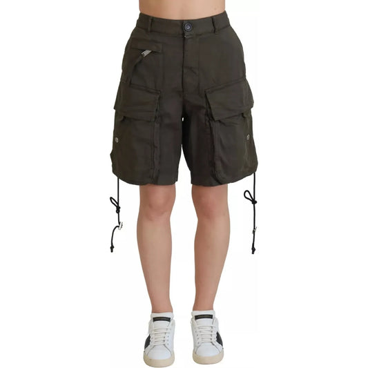 Dsquared² Green High Waist Cargo Bermuda Women Shorts1728,67345645728,Cargo - Shorts - Clothing,Clothing,Dsquared²,Green,IT38 | XS,Preowned / Defect,Shorts - Clothing,Shorts - Women - Clothing,Women