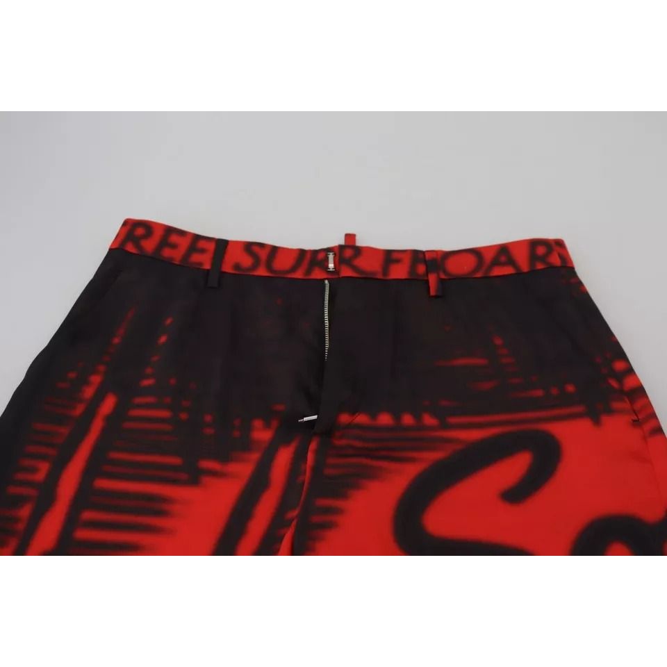 بنطلون مستقيم بخصر مرتفع مطبوع باللون الأحمر من Dsquared²