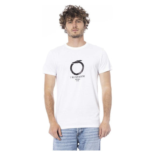 Trussardi Beachwear White Cotton T-Shirt Trussardi Beachwear