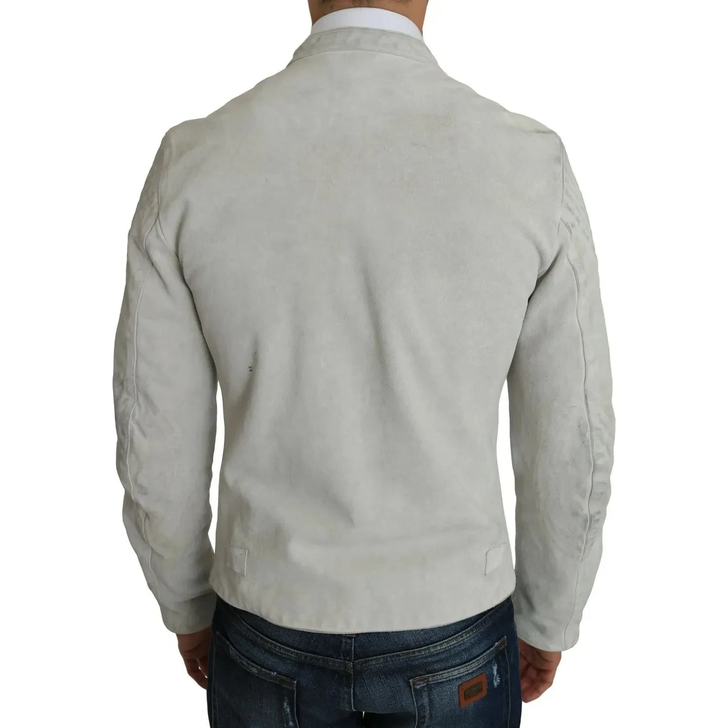 Dolce & Gabbana Leather White Biker Motorcycle Jacket